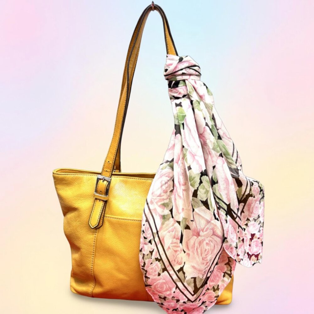 Tignanello Grain Leather Medium Yellow Shoulder Bag + FREE Silk Floral Scarf(39 - Picture 13 of 13